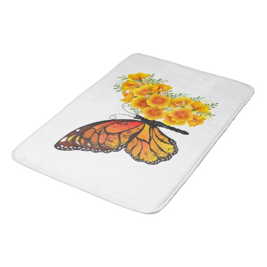 Bloem vlinder met gele Californische pap Badmat (Gekanteld)