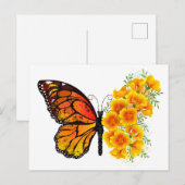 Bloem vlinder met gele Californische pap Briefkaart (Voorkant / Achterkant)
