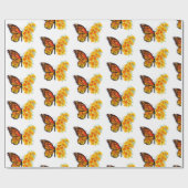 Bloem vlinder met gele Californische pap Cadeaupapier (Vlak)