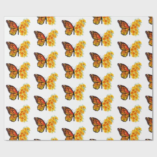 Bloem vlinder met gele Californische pap Cadeaupapier (Vlak)