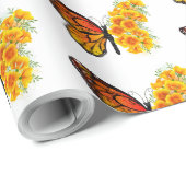 Bloem vlinder met gele Californische pap Cadeaupapier (Rol Hoek)