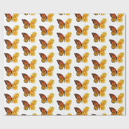 Bloem vlinder met gele Californische pap Cadeaupapier (Vlak)