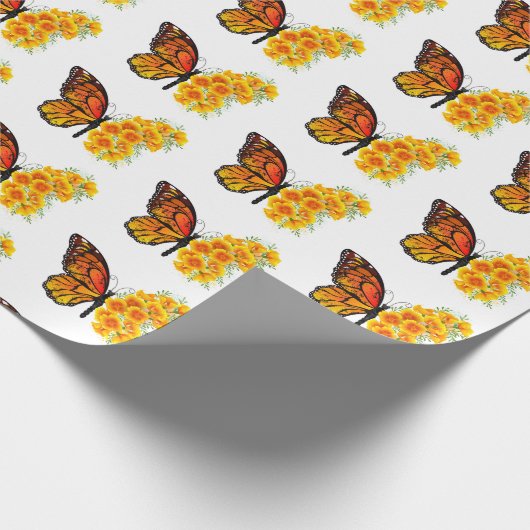 Bloem vlinder met gele Californische pap Cadeaupapier (Hoek)