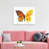 Bloem vlinder met gele Californische pap Canvas Afdruk (Insitu (Woonkamer))