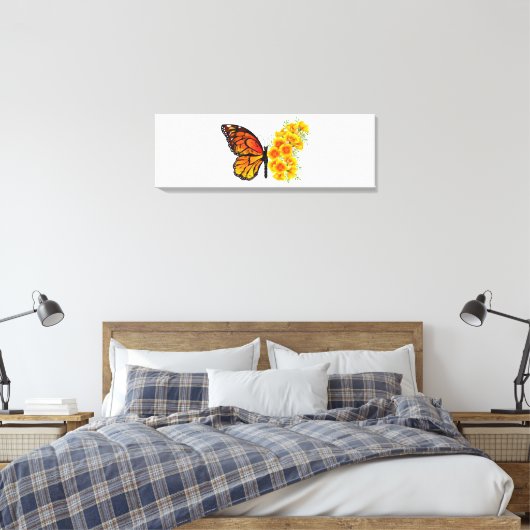 Bloem vlinder met gele Californische pap Canvas Afdruk (Insitu (Slaapkamer))