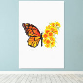 Bloem vlinder met gele Californische pap Canvas Afdruk (Insitu (Houten vloer))