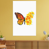 Bloem vlinder met gele Californische pap Canvas Afdruk (Insitu (Woonkamer))