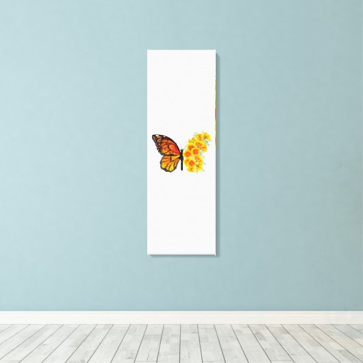 Bloem vlinder met gele Californische pap Canvas Afdruk (Insitu (Houten vloer))