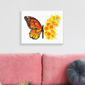 Bloem vlinder met gele Californische pap Canvas Afdruk (Insitu (Woonkamer))