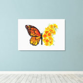 Bloem vlinder met gele Californische pap Canvas Afdruk (Insitu (Houten vloer))