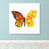 Bloem vlinder met gele Californische pap Canvas Afdruk (Insitu (Houten vloer))