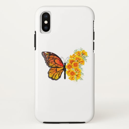 Bloem vlinder met gele Californische pap Case-Mate iPhone Case (Achterkant)
