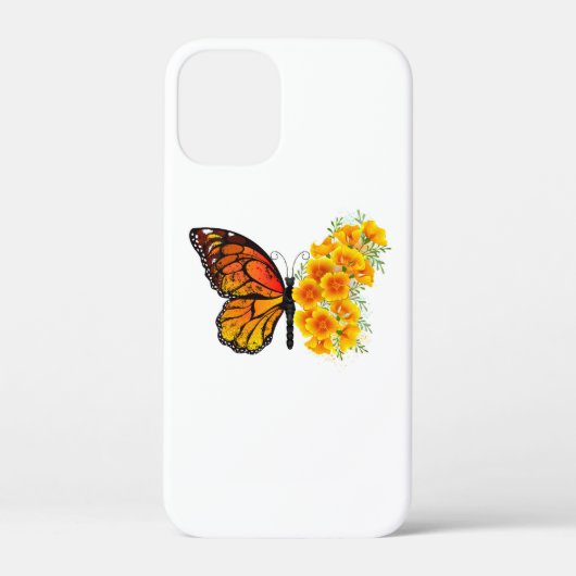 Bloem vlinder met gele Californische pap Case-Mate iPhone Case (Achterkant)