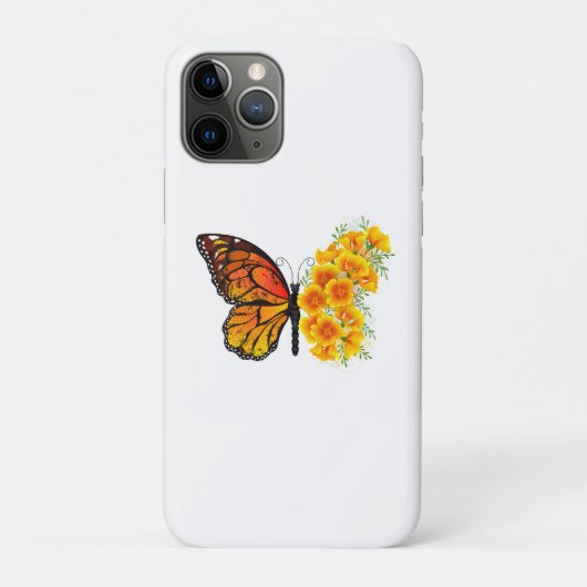 Bloem vlinder met gele Californische pap Case-Mate iPhone Case (Achterkant)