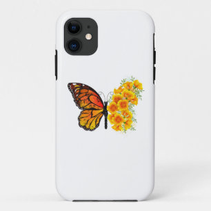 Bloem vlinder met gele Californische pap Case-Mate iPhone Case