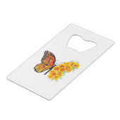 Bloem vlinder met gele Californische pap Creditkaart Flessenopener (Voorkant Gekanteld)