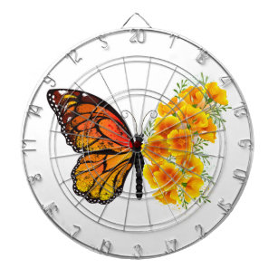 Bloem vlinder met gele Californische pap Dartbord