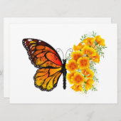 Bloem vlinder met gele Californische pap Feestdagenkaart (Voorkant / Achterkant)