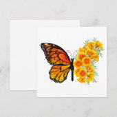 Bloem vlinder met gele Californische pap Feestdagenkaart (Voorkant / Achterkant)