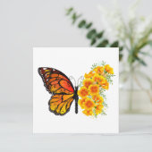 Bloem vlinder met gele Californische pap Feestdagenkaart (Staand voorkant)