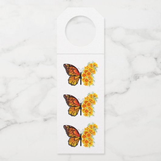 Bloem vlinder met gele Californische pap Flessenhanger (Voorkant)