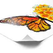 Bloem vlinder met gele Californische pap Foto Afdruk (Hoek)