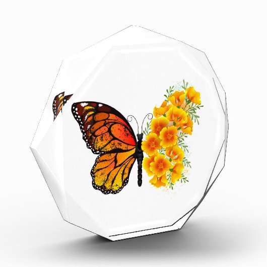 Bloem vlinder met gele Californische pap Fotoblokken (Links)