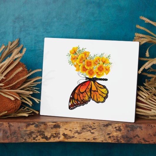 Bloem vlinder met gele Californische pap Fotoplaat (Zijkant)