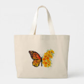 Bloem vlinder met gele Californische pap Grote Tote Bag (Achterkant)