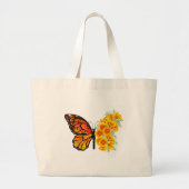 Bloem vlinder met gele Californische pap Grote Tote Bag (Voorkant)