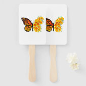 Bloem vlinder met gele Californische pap Handwaaier (Voorkant en achterkant)