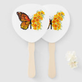 Bloem vlinder met gele Californische pap Handwaaier (Voorkant en achterkant)