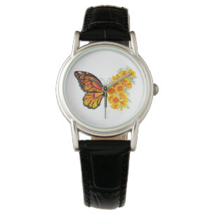 Bloem vlinder met gele Californische pap Horloge