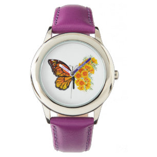 Bloem vlinder met gele Californische pap Horloge