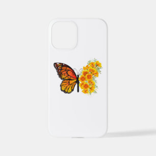 Bloem vlinder met gele Californische pap iPhone 12 Mini Hoesje