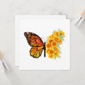 Bloem vlinder met gele Californische pap Kaart (Voorkant / Achterkant in situ)
