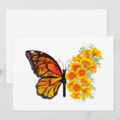 Bloem vlinder met gele Californische pap Kaart (Voorkant / Achterkant)