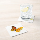 Bloem vlinder met gele Californische pap Kartonnen Onderzetters (Insitu)