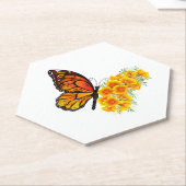 Bloem vlinder met gele Californische pap Kartonnen Onderzetters (Schuin)