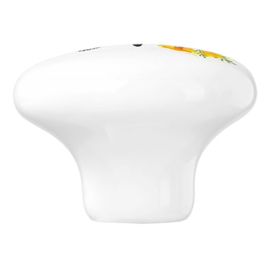 Bloem vlinder met gele Californische pap Keramische Knop (Zijkant)