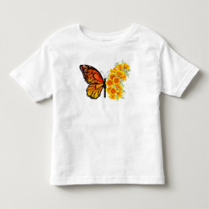 Bloem vlinder met gele Californische pap Kinder Shirts