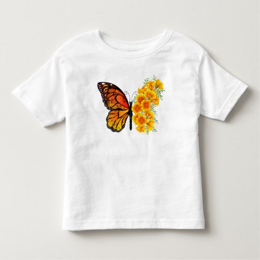Bloem vlinder met gele Californische pap Kinder Shirts (Voorkant)