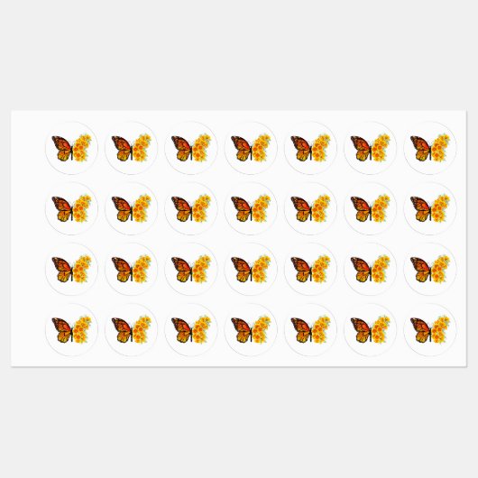 Bloem vlinder met gele Californische pap Labels (Vel)