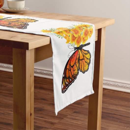 Bloem vlinder met gele Californische pap Lange Tafelloper (Voorbeeld)