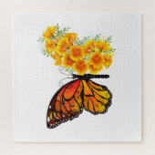 Bloem vlinder met gele Californische pap Legpuzzel (Verticaal)