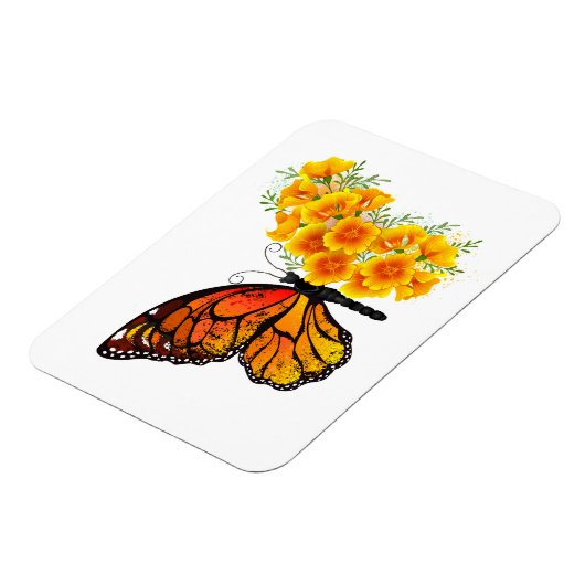 Bloem vlinder met gele Californische pap Magneet (Linkerzijde)