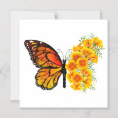 Bloem vlinder met gele Californische pap Magnetische Uitnodiging (Voorkant)