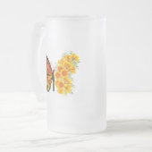 Bloem vlinder met gele Californische pap Matglas Bierpul (Voorkant links)