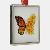Bloem vlinder met gele Californische pap Metalen Ornament (Rechts)