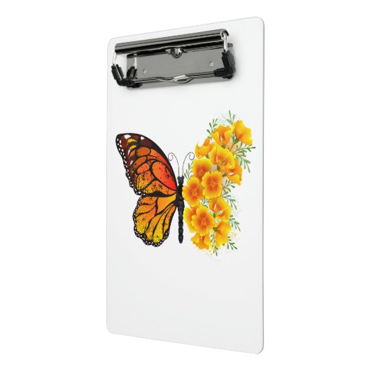 Bloem vlinder met gele Californische pap Mini Klembord (Angled2)